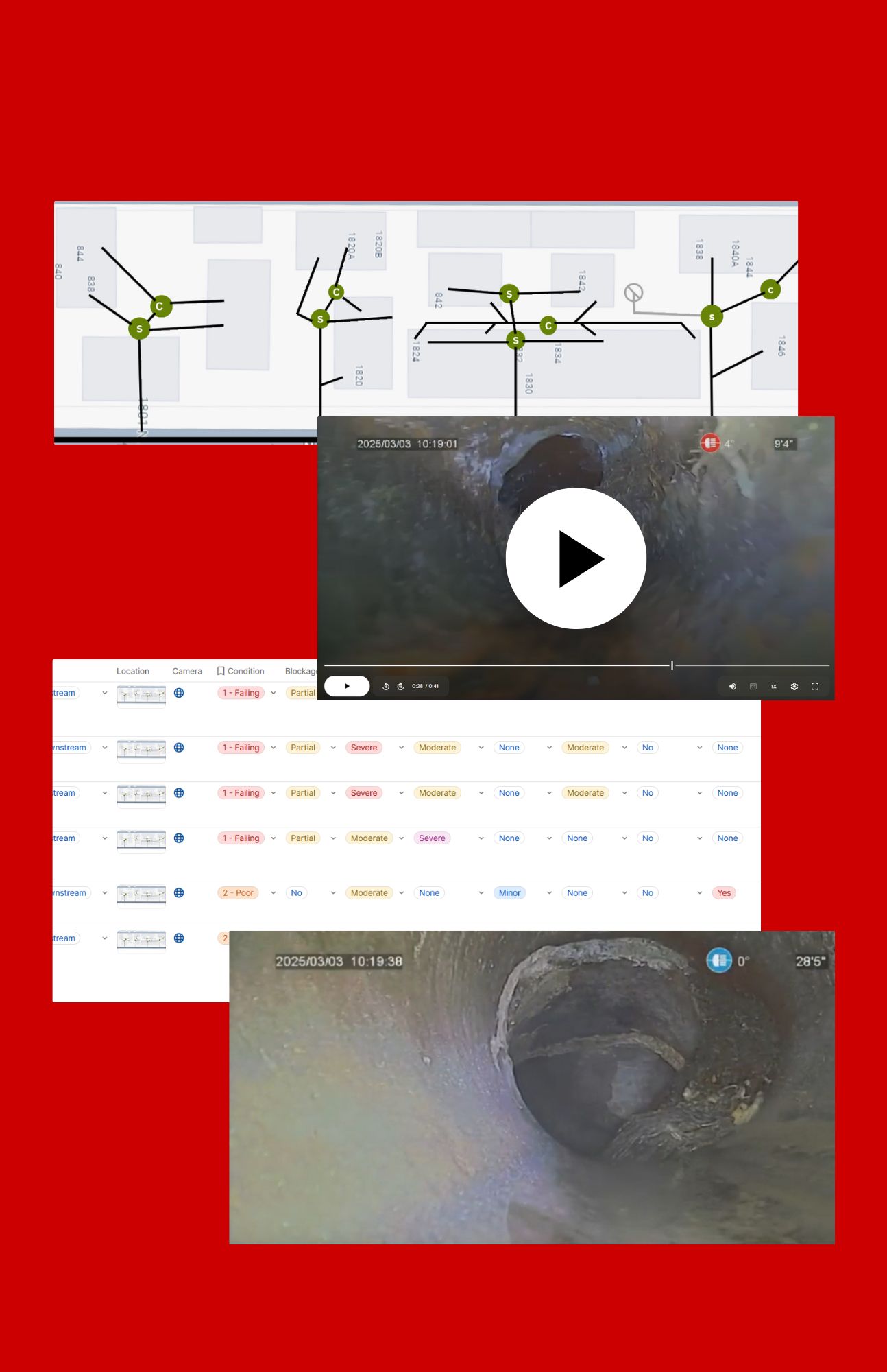 Sewer and drain reserve study system map and camera footage