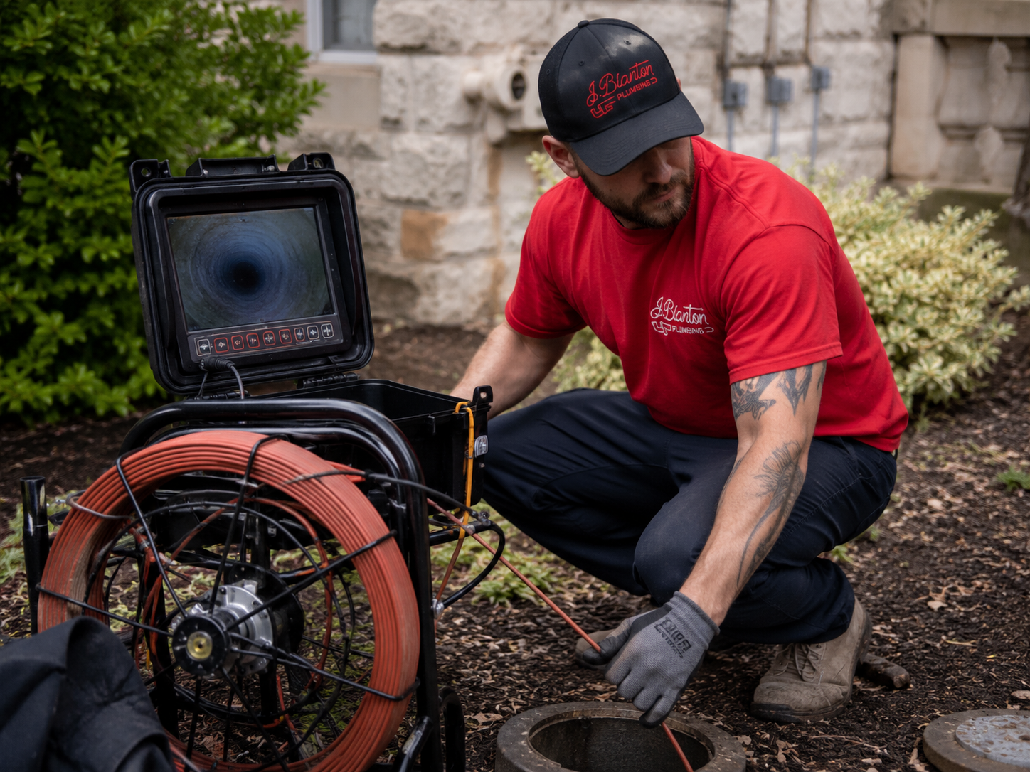 Sewer camera inspection in progress