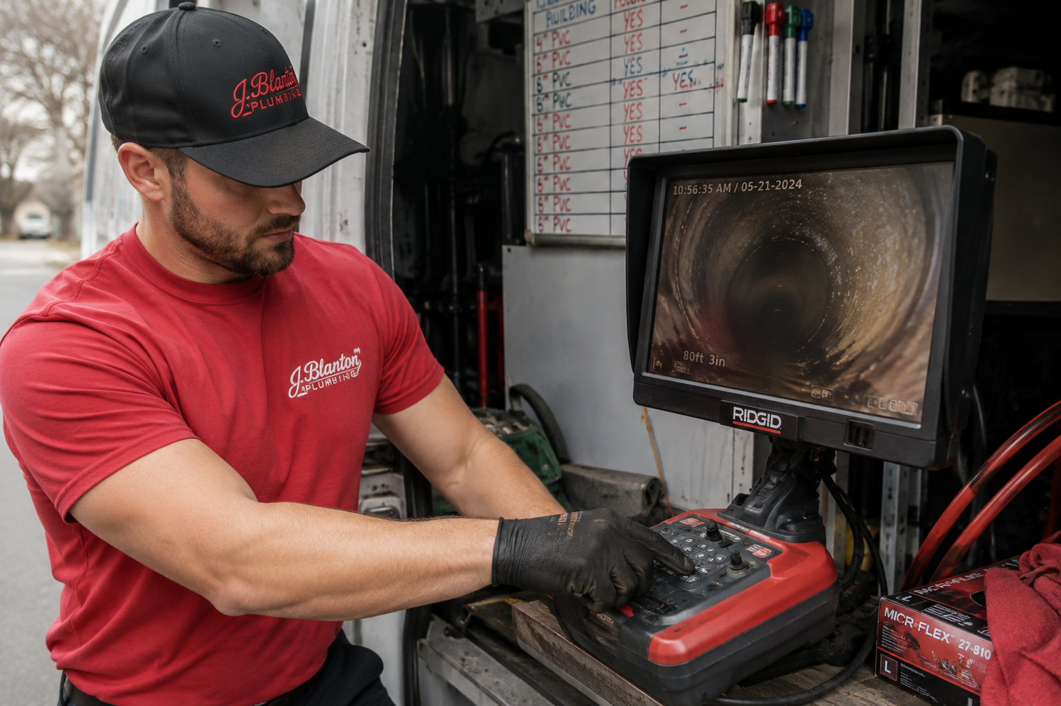Technician reviewing condition scoring footage
