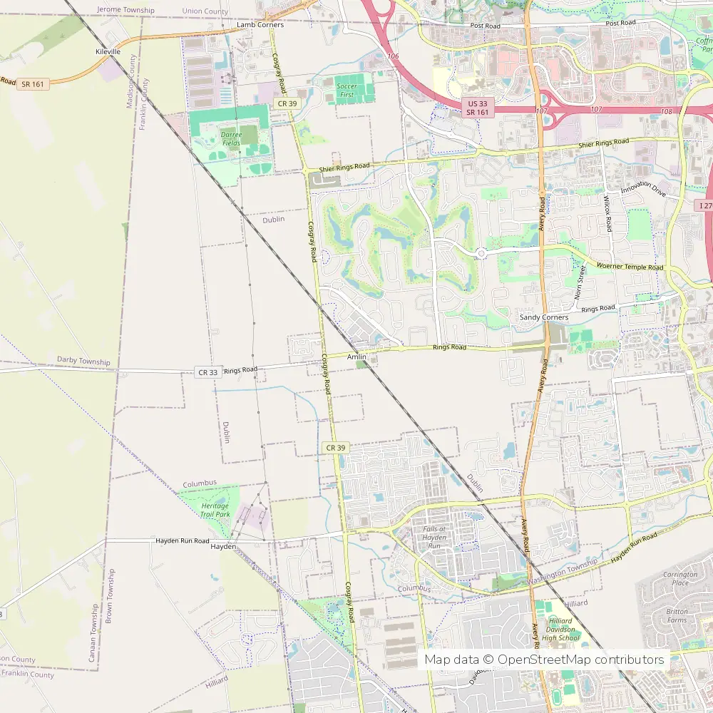 Service area map of Amlin, Ohio