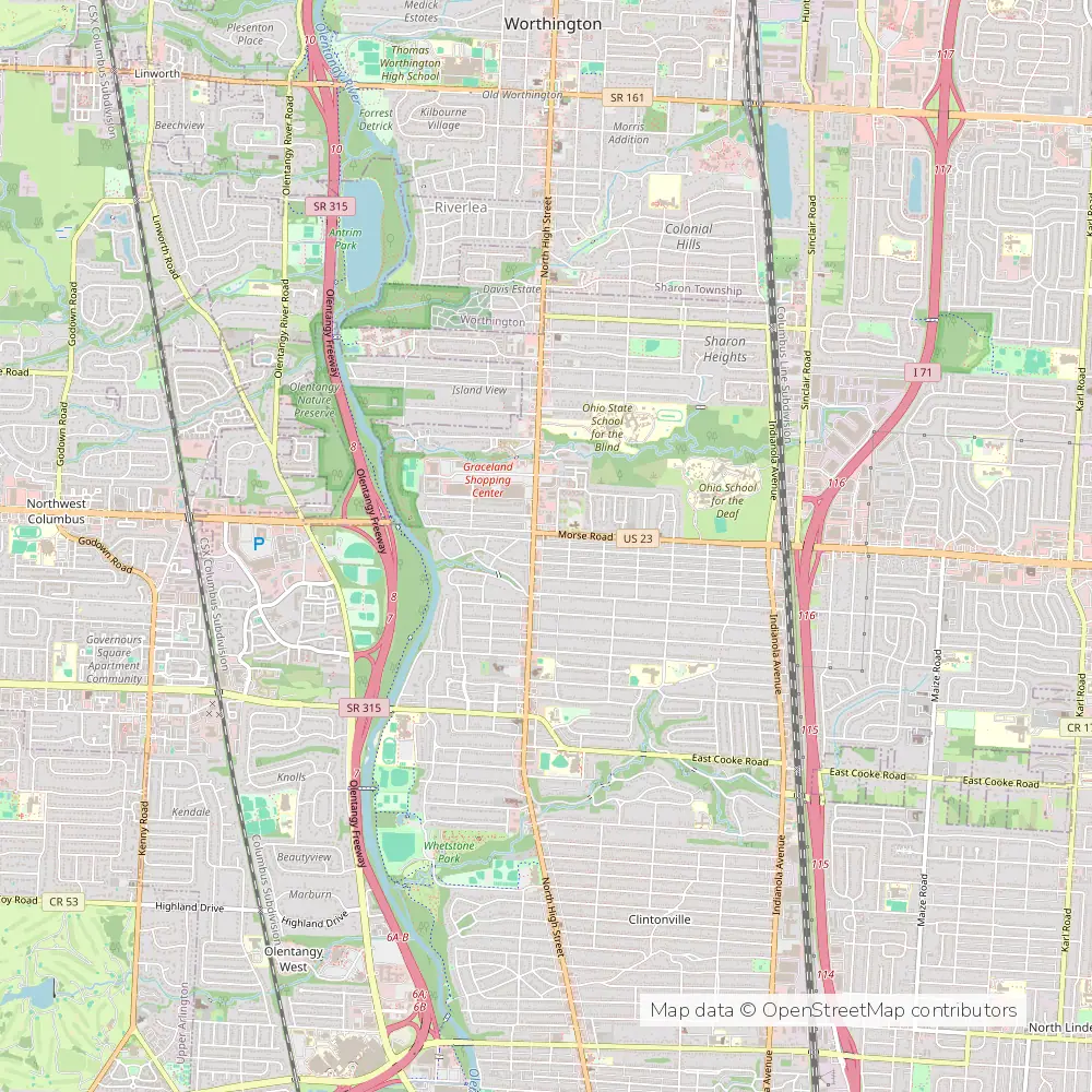 Service area map of Columbus Beechwold, Ohio