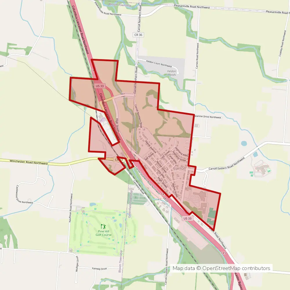 Service area map of Carroll, Ohio