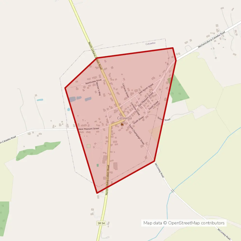 Service area map of Catawba, Ohio