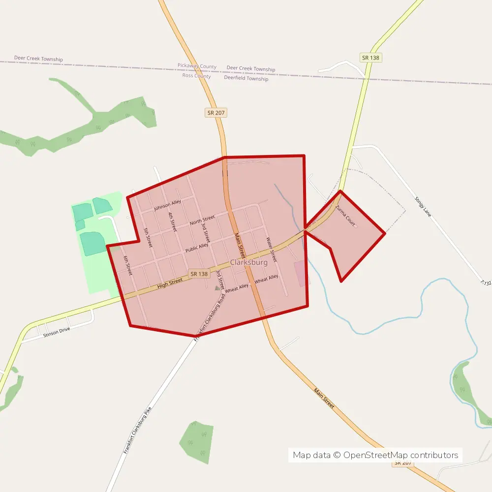 Service area map of Clarksburg, Ohio