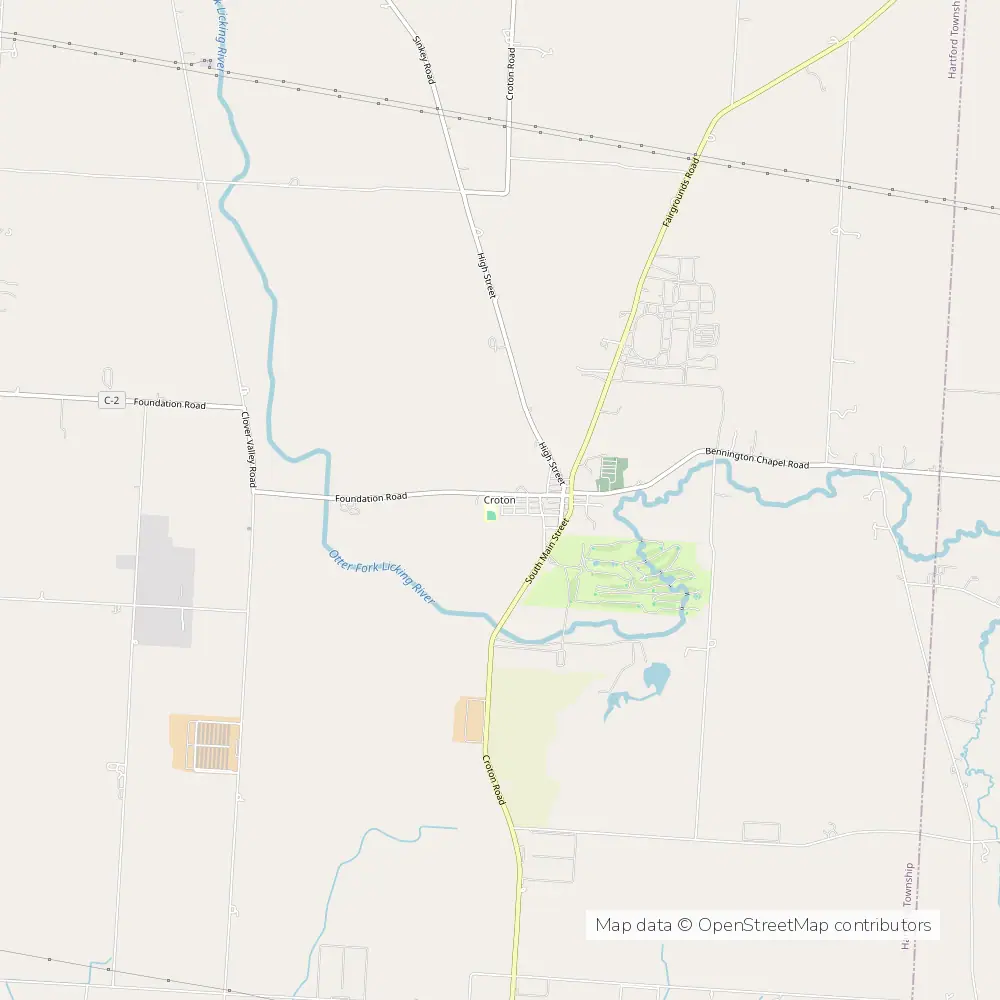 Service area map of Croton, Ohio