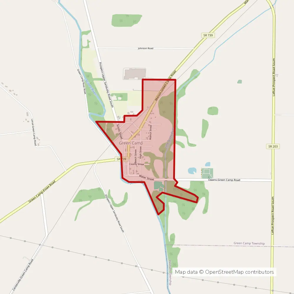 Service area map of Green Camp, Ohio