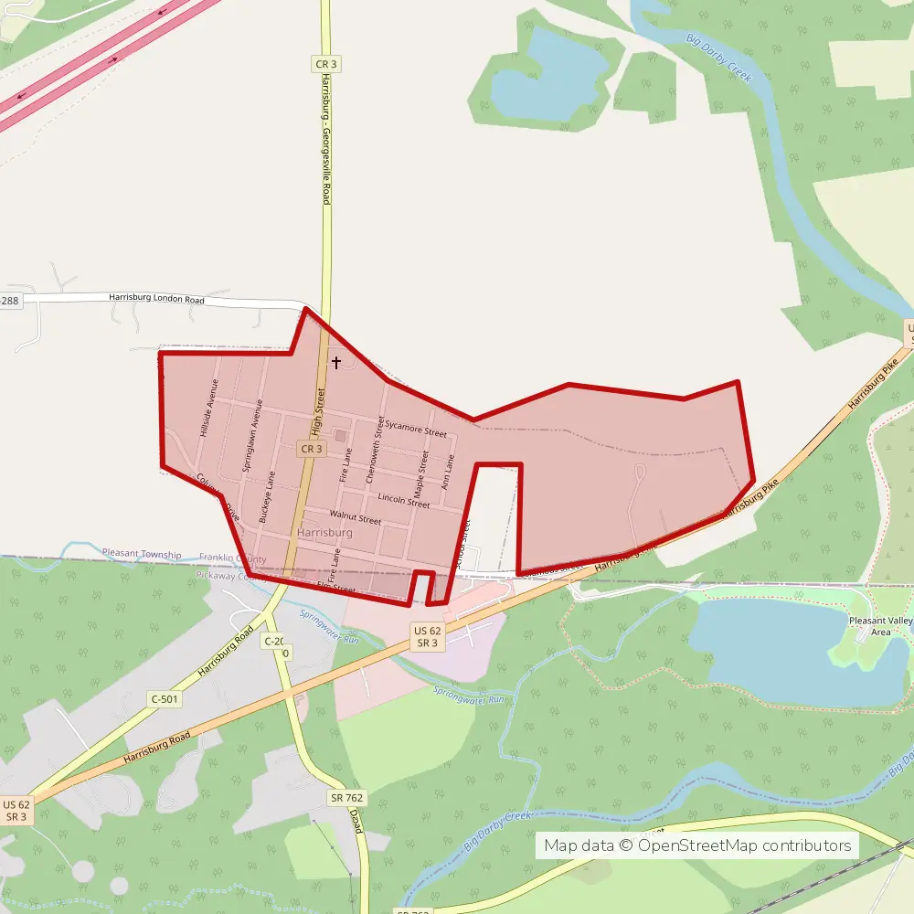 Service area map of Harrisburg, Ohio