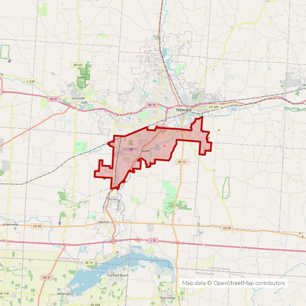 Service area map of Heath, Ohio