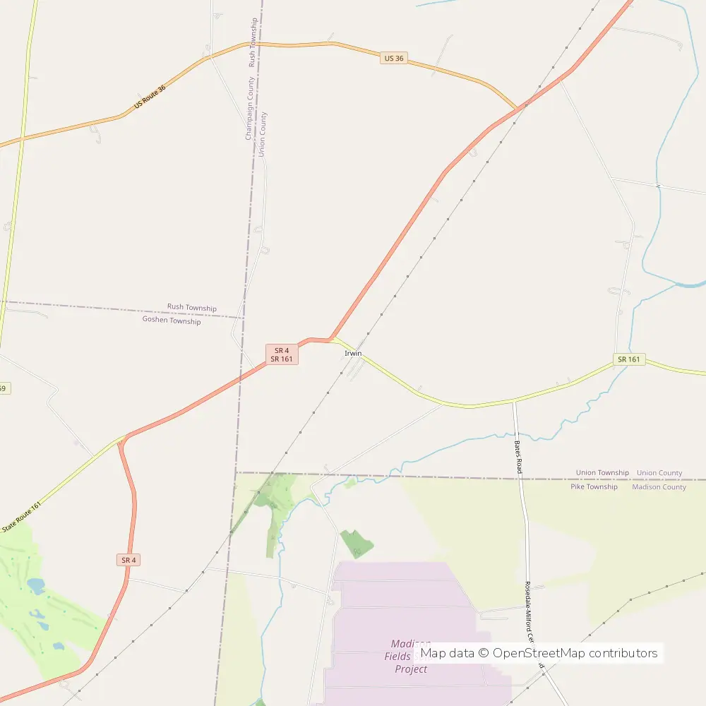 Service area map of Irwin, Ohio
