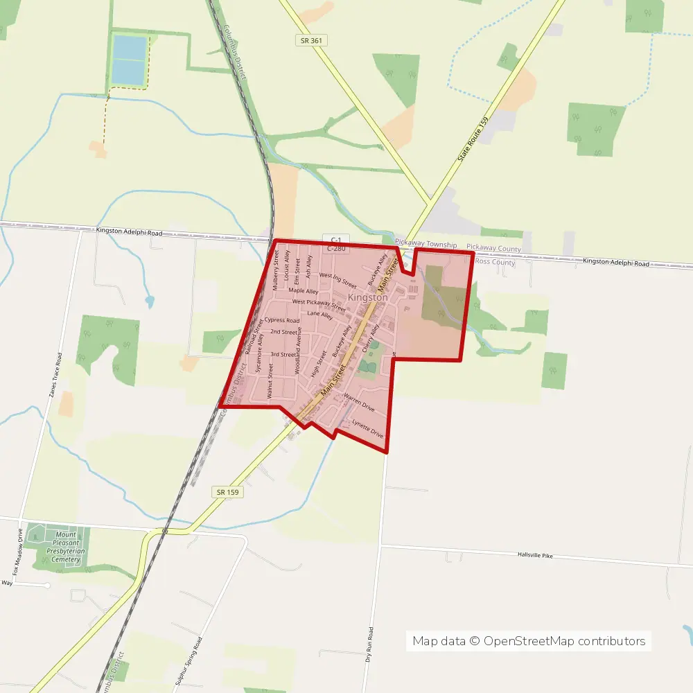 Service area map of Kingston, Ohio