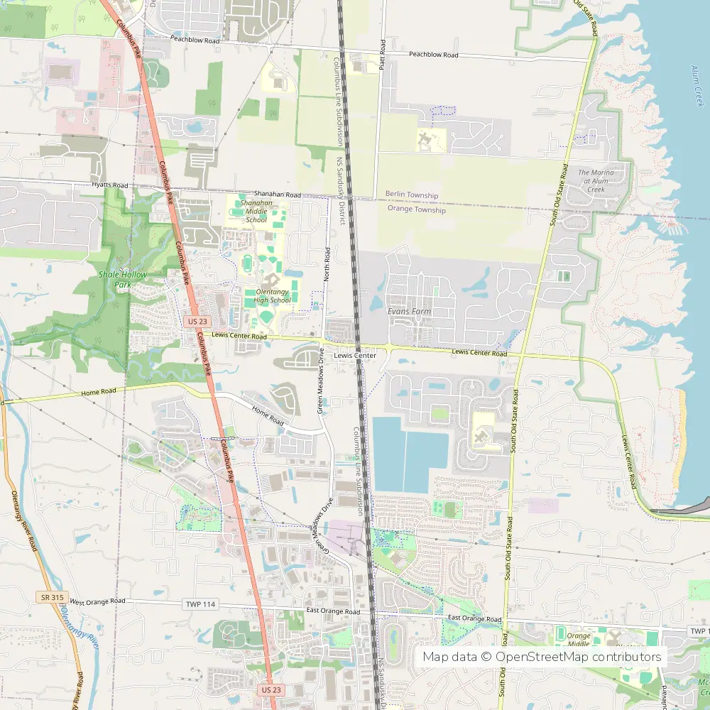 Service area map of Lewis Center, Ohio