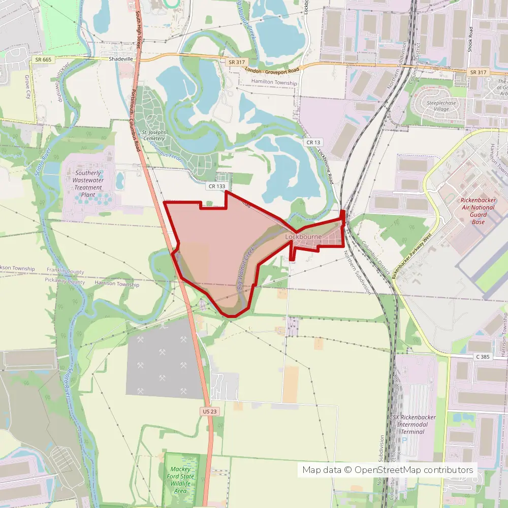 Service area map of Lockbourne, Ohio