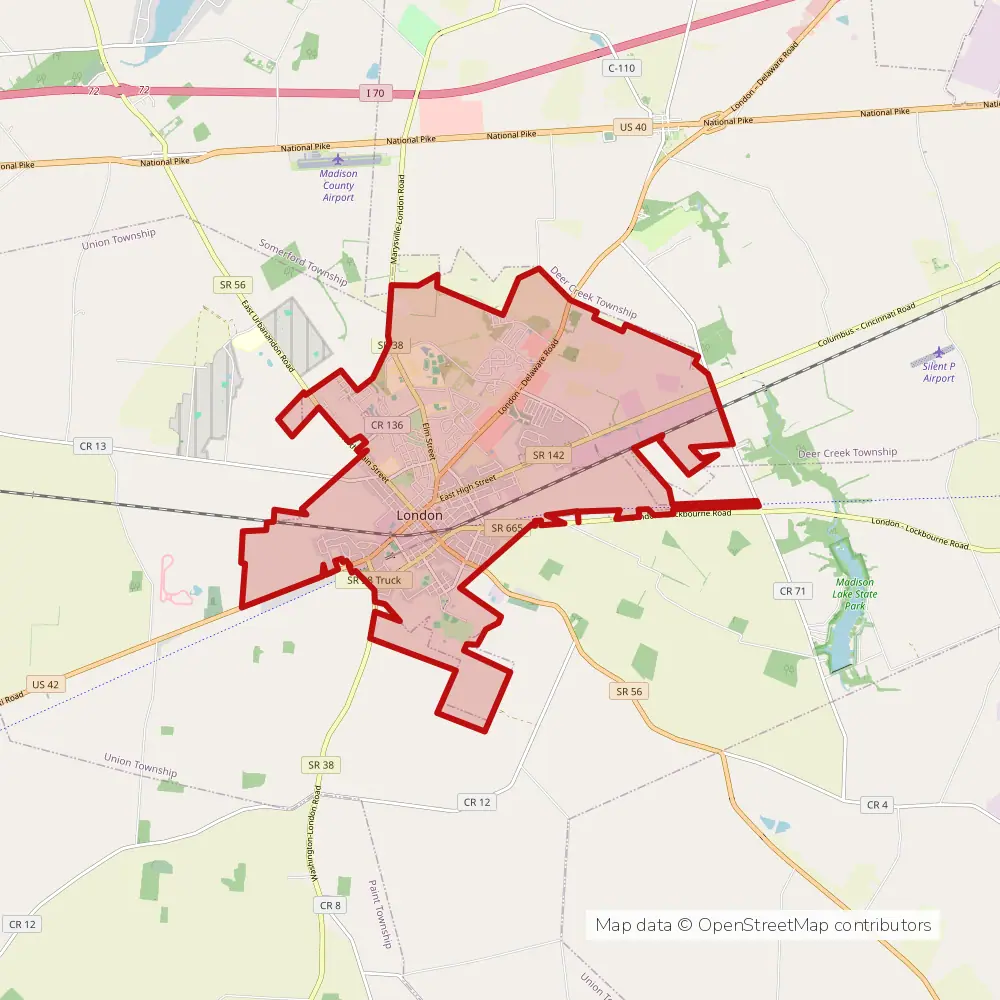 Service area map of London, Ohio