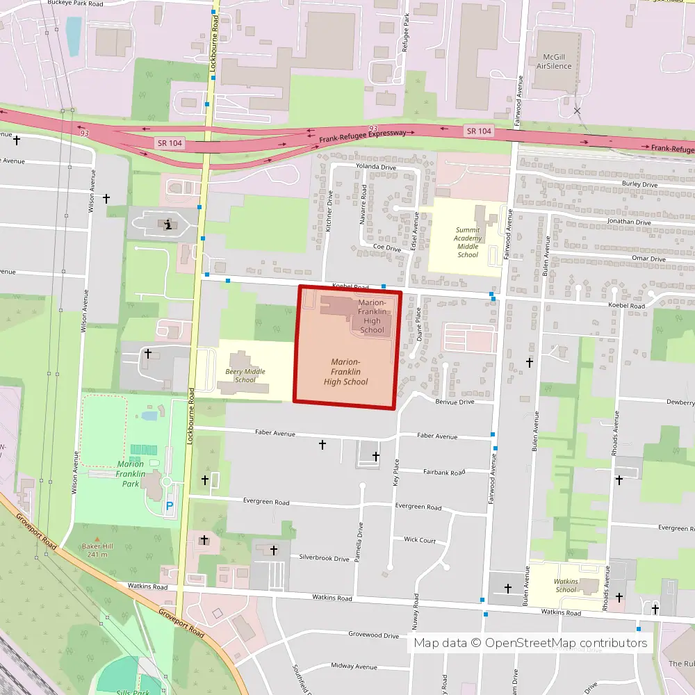 Service area map of Columbus Marion-Franklin, Ohio