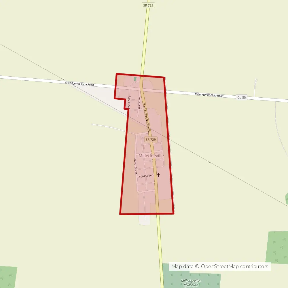 Service area map of Milledgeville, Ohio