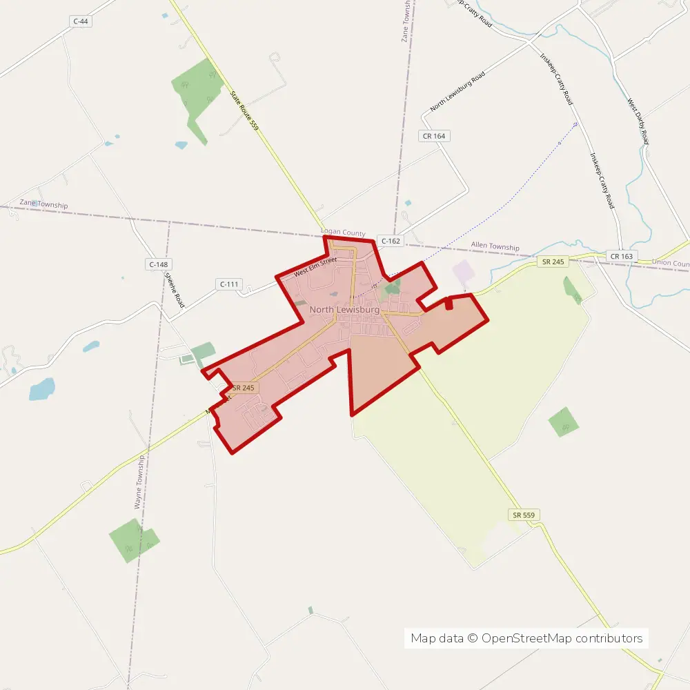 Service area map of North Lewisburg, Ohio