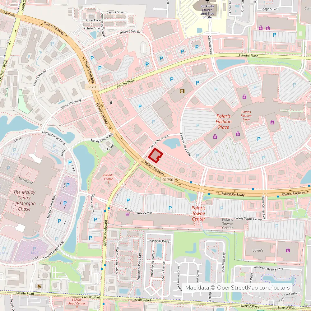 Service area map of Columbus Polaris, Ohio