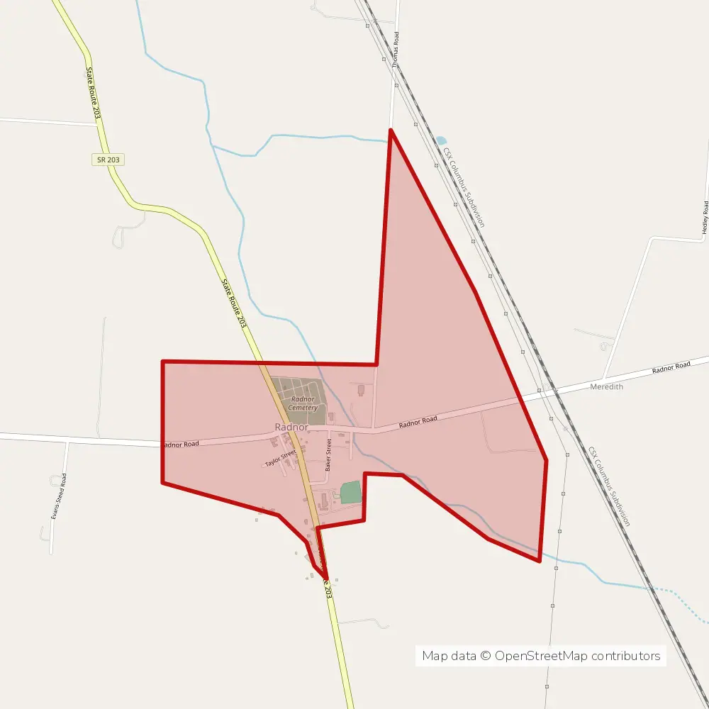 Service area map of Radnor, Ohio