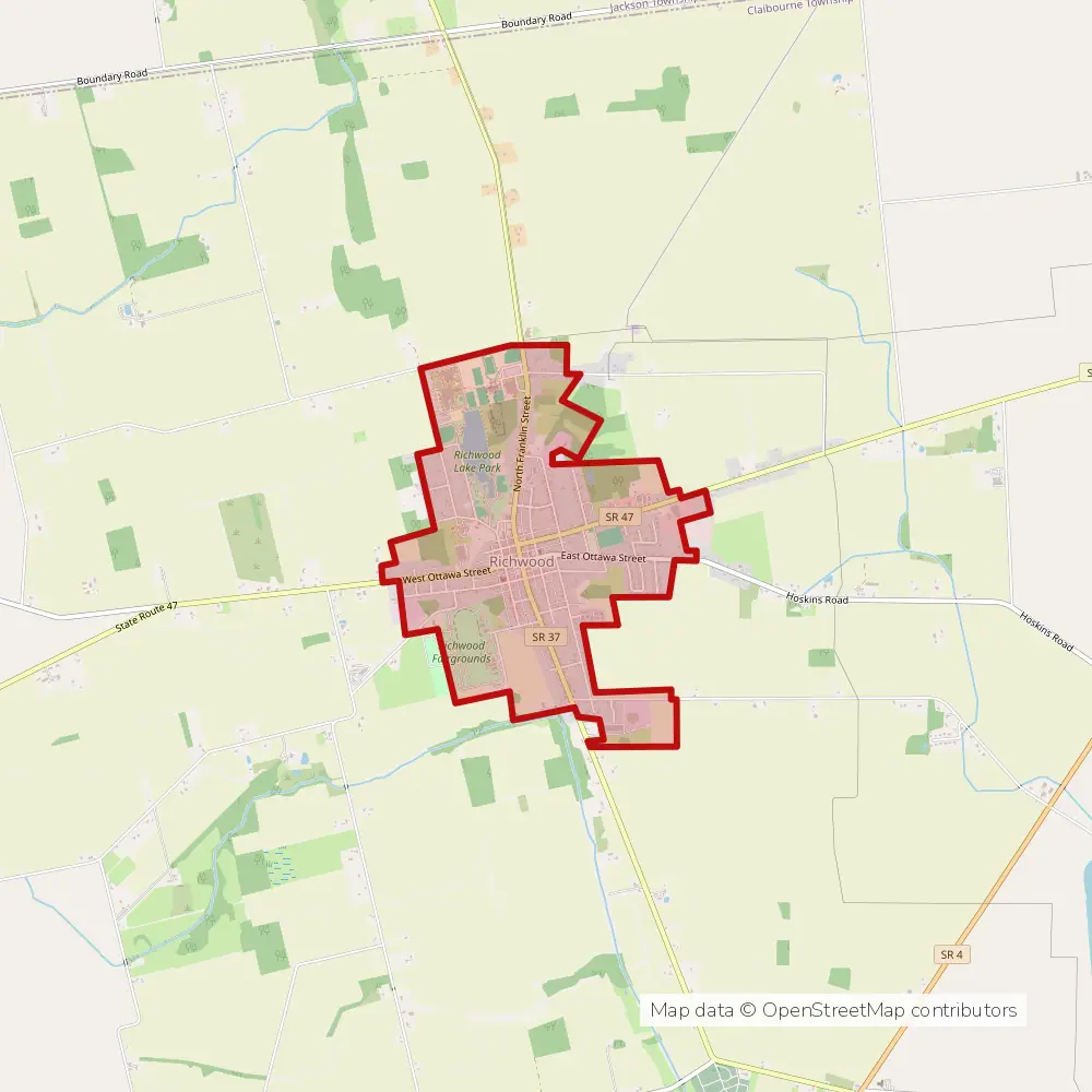 Service area map of Richwood, Ohio