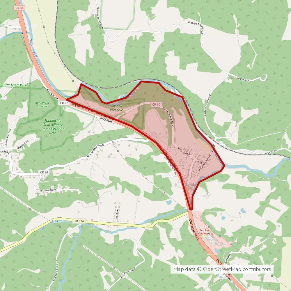 Service area map of Rockbridge, Ohio