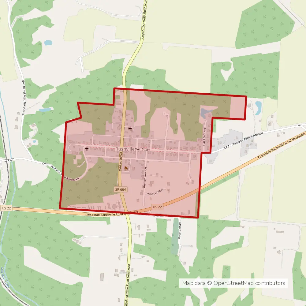 Service area map of Rushville, Ohio