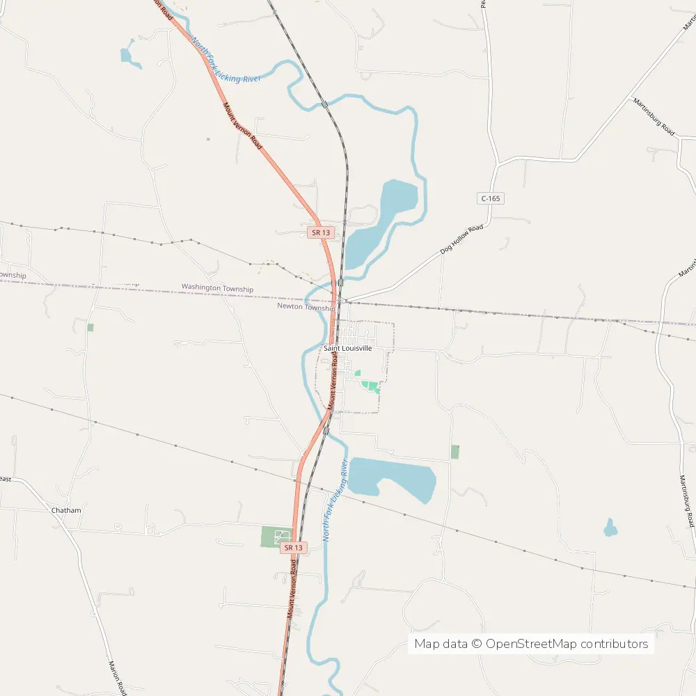 Service area map of Saint Louisville, Ohio
