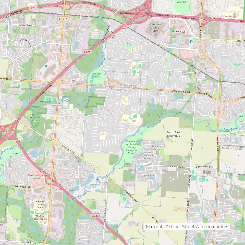 Service area map of Sedalia, Ohio