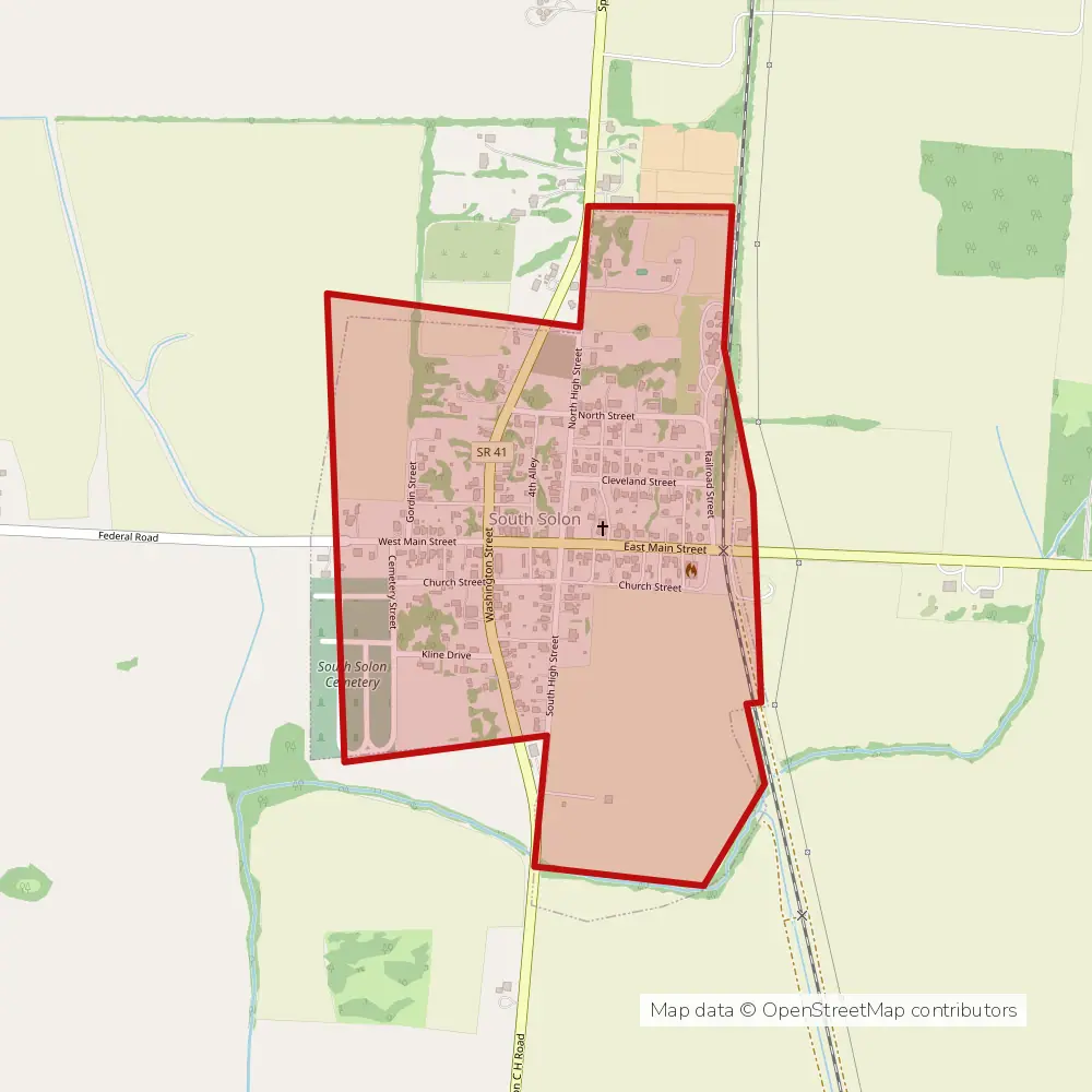 Service area map of South Solon, Ohio
