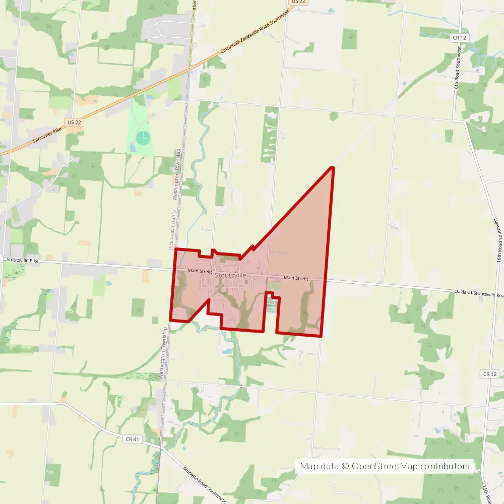 Service area map of Stoutsville, Ohio