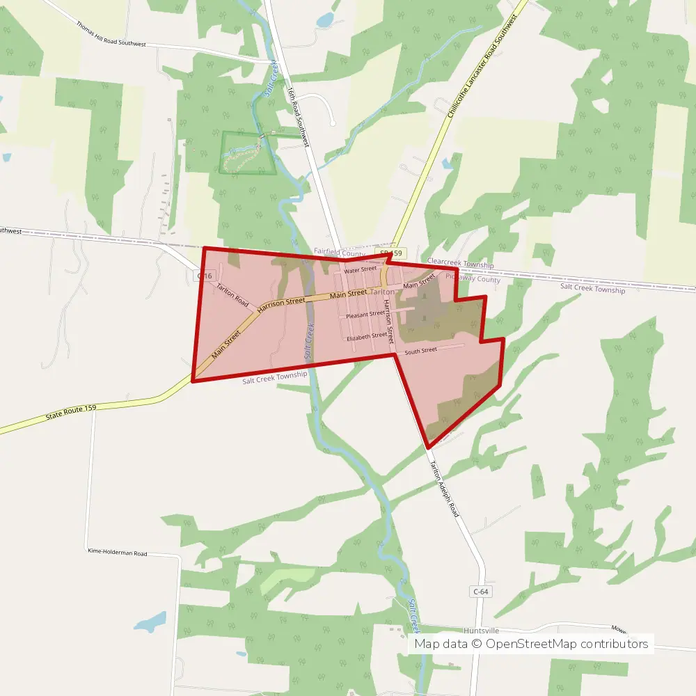 Service area map of Tarlton, Ohio