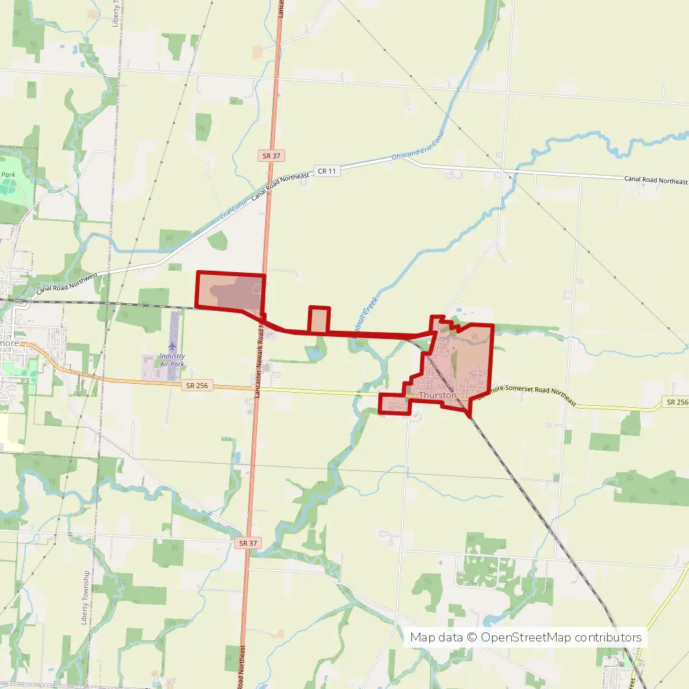 Service area map of Thurston, Ohio