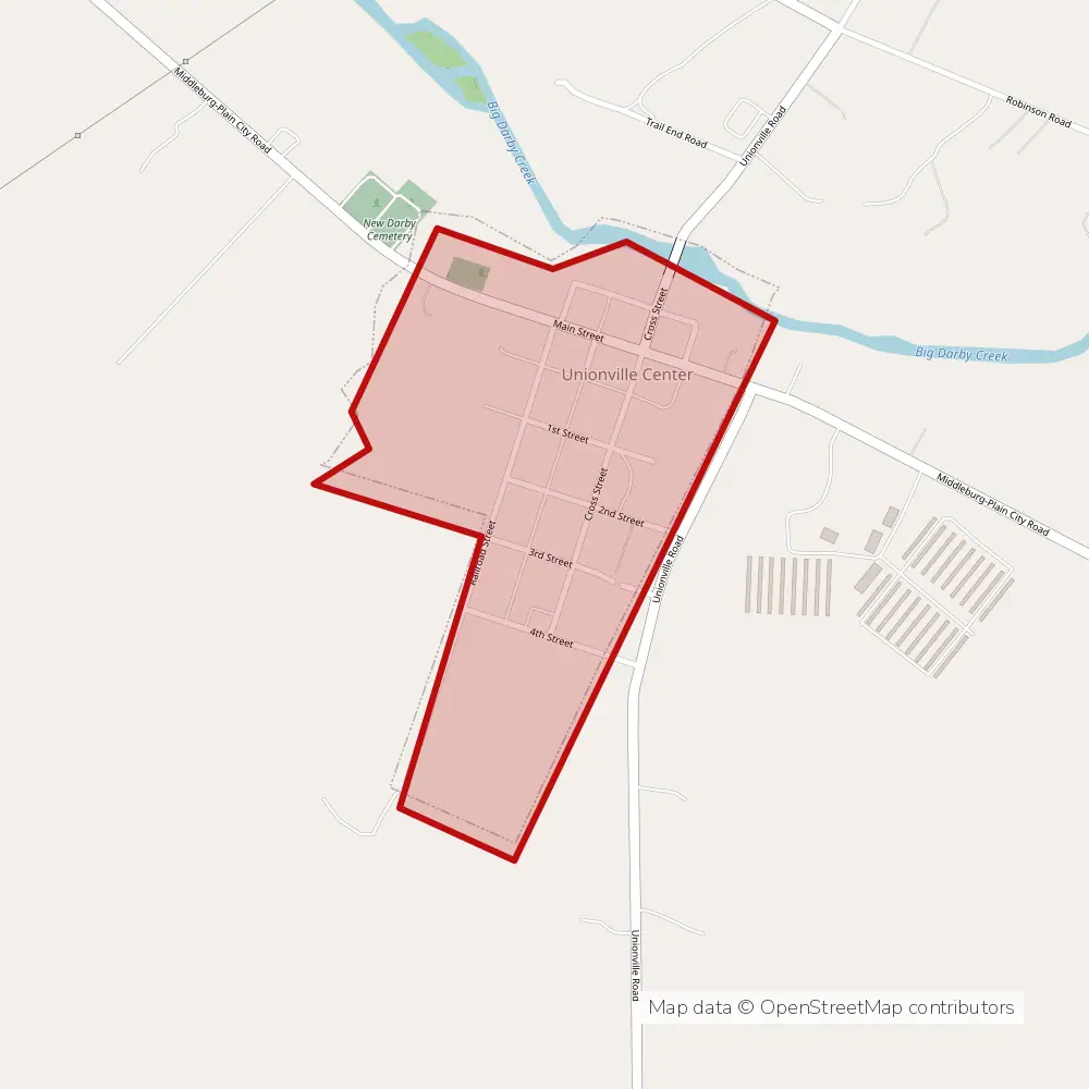 Service area map of Unionville Center, Ohio
