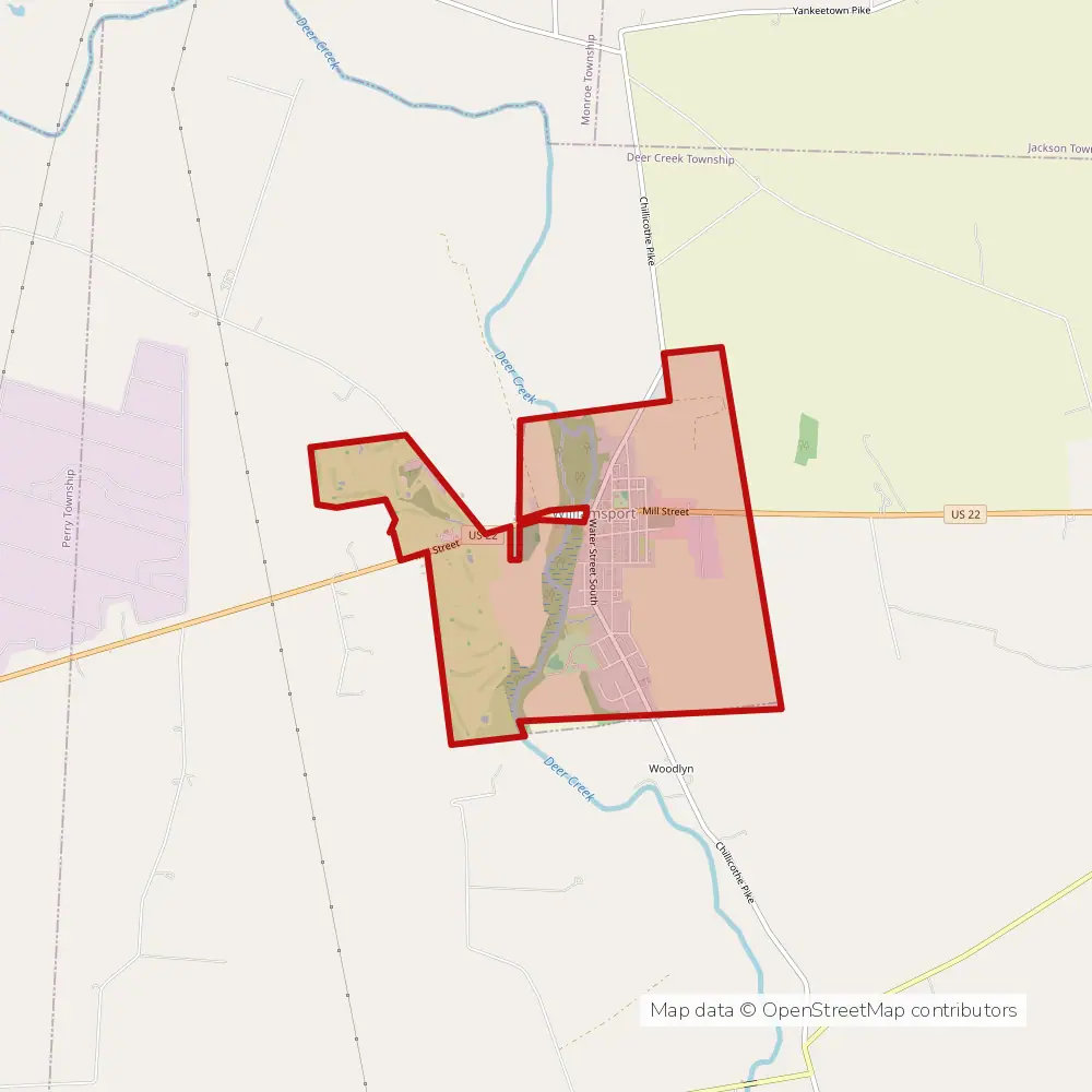 Service area map of Williamsport, Ohio