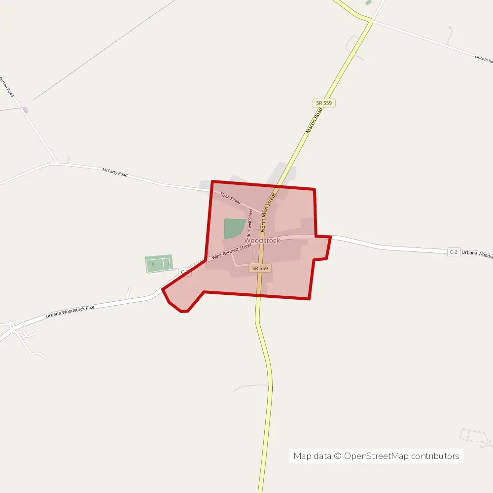 Service area map of Woodstock, Ohio